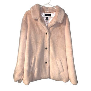 Cudd lDuds Womens Faux Fur Everyday Luxe Shacket Plus Size 1X NEW Pale Pink Cozy
